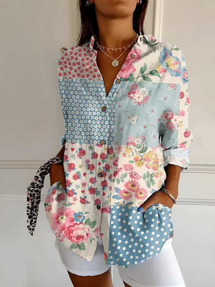 Fiora | Ocean Patchwork Blouse