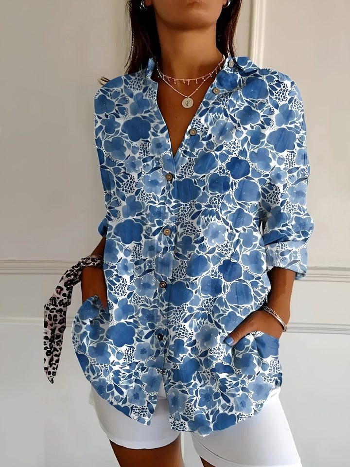 Fiora | Ocean Patchwork Blouse