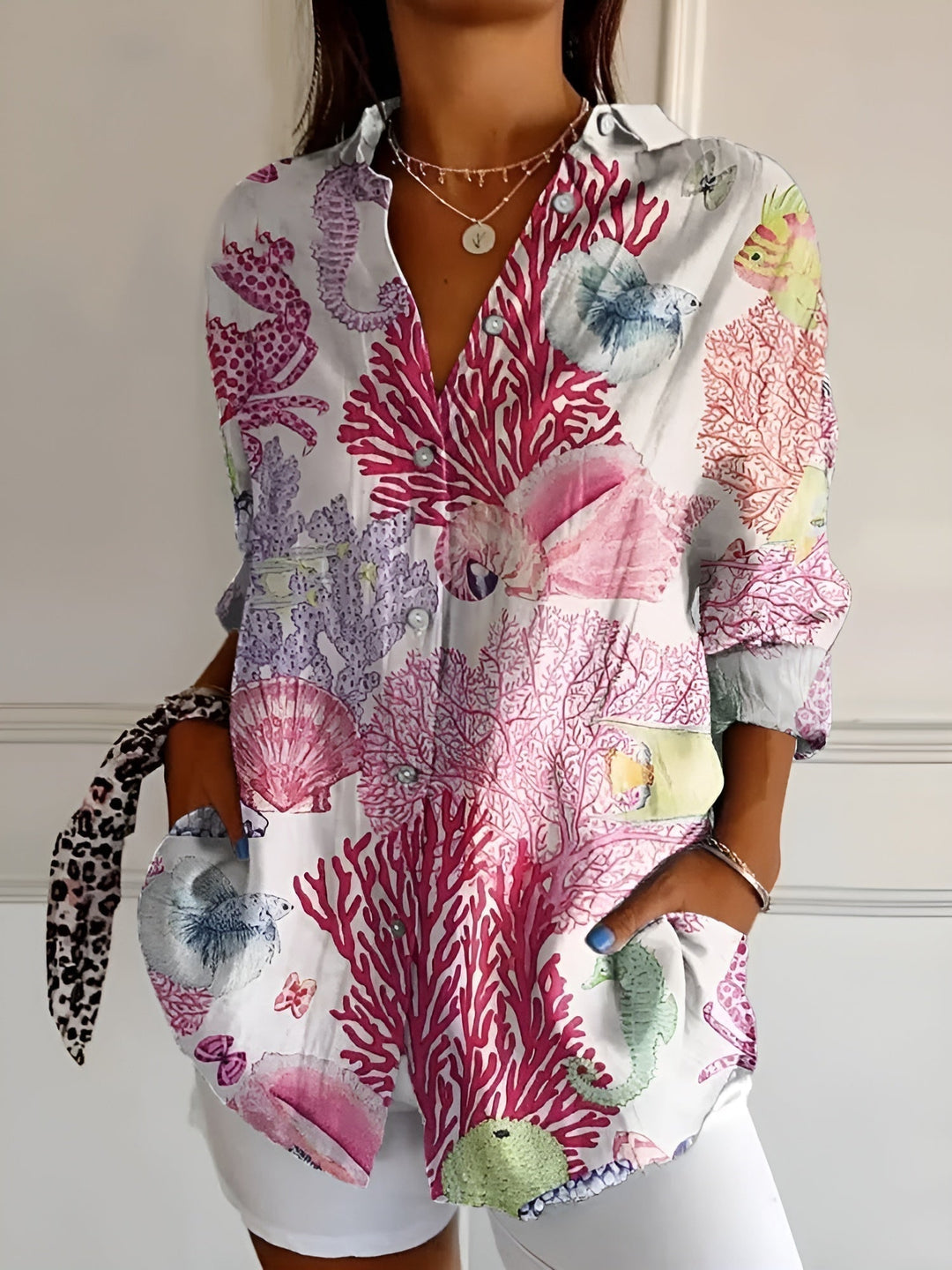 Fiora | Ocean Patchwork Blouse
