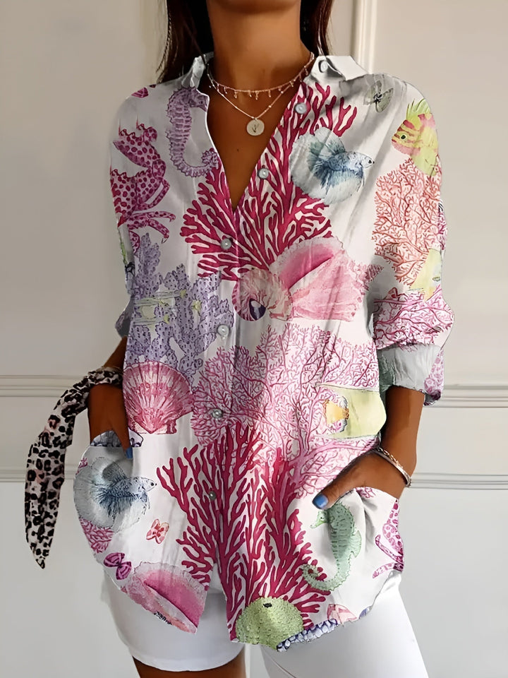 Fiora | Ocean Patchwork Blouse
