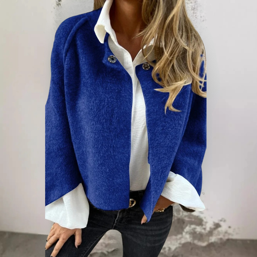 Henrike - Wool Coat with Round Neckline and Long Sleeves